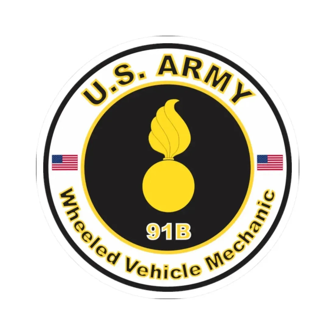 MOS 91B Wheeled Vehicle Mechanic (U.S. Army) STICKER Vinyl Kiss-Cut Decal - The Sticker Space