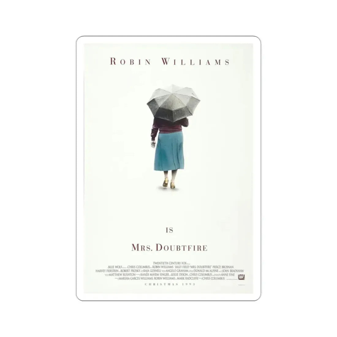 Mrs Doubtfire 1993 Movie Poster STICKER Vinyl Die-Cut Decal - The Sticker Space