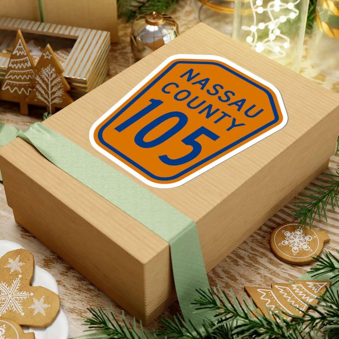 Nassau County 105 NY (New York) (Road Sign) STICKER Vinyl Kiss-Cut Decal - The Sticker Space