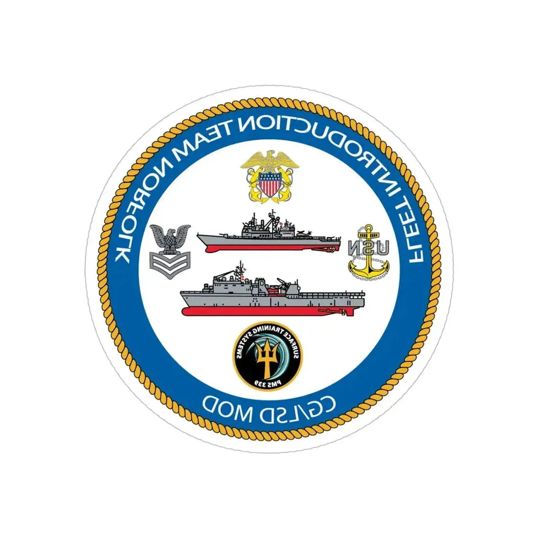 NAVSEA Fit Norfolk (U.S. Navy) REVERSE PRINT Transparent Die-Cut STICKER 5 Inch Die-Cut Transparent - The Sticker Space