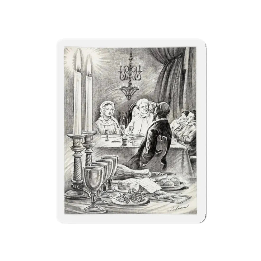 Newspaper Illustration (AP Wire Service, c. 1940s) (Magazine Illustration) Refrigerator Magnet - The Sticker Space