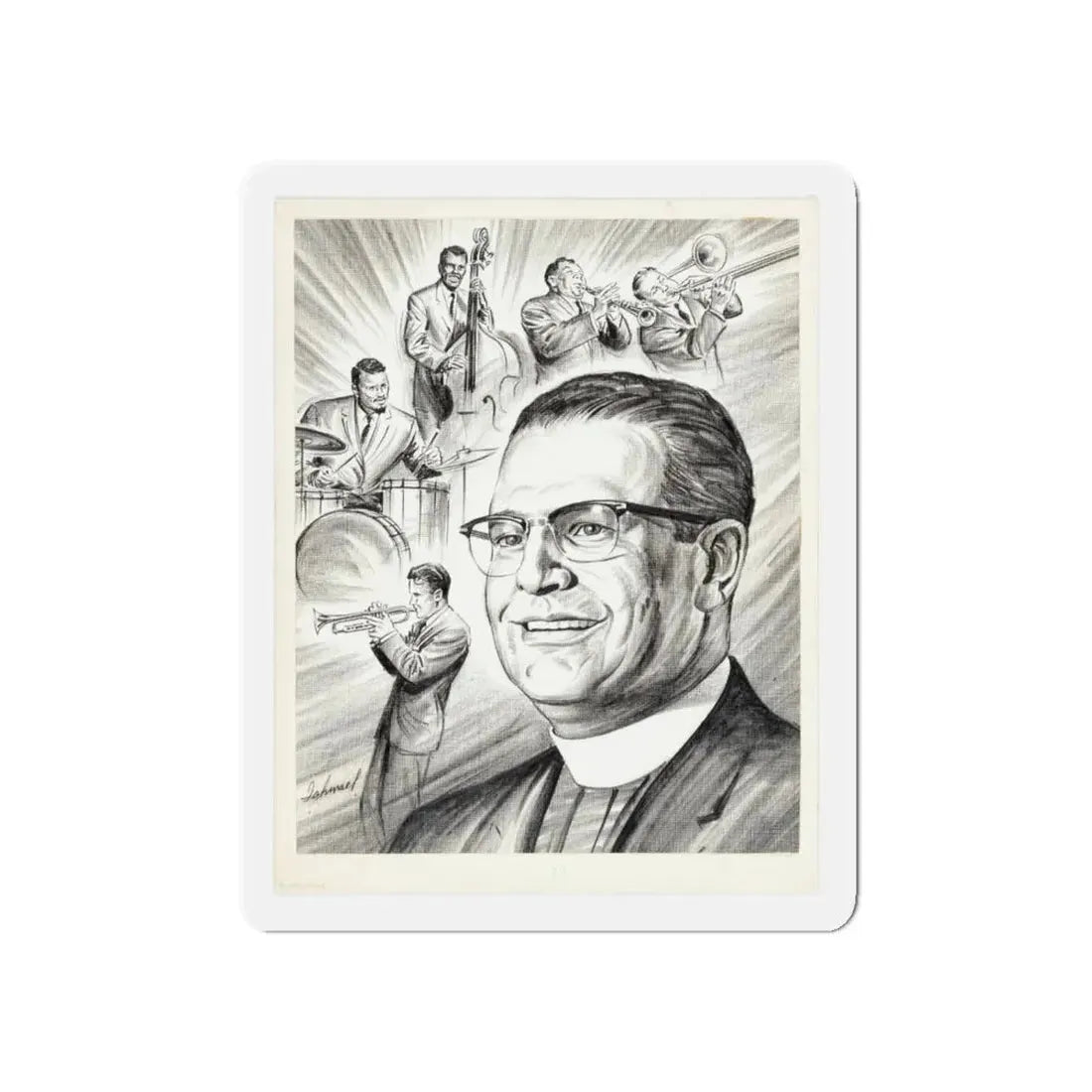 Newspaper Illustration (c. 1940s) (Magazine Illustration) Refrigerator Magnet - The Sticker Space