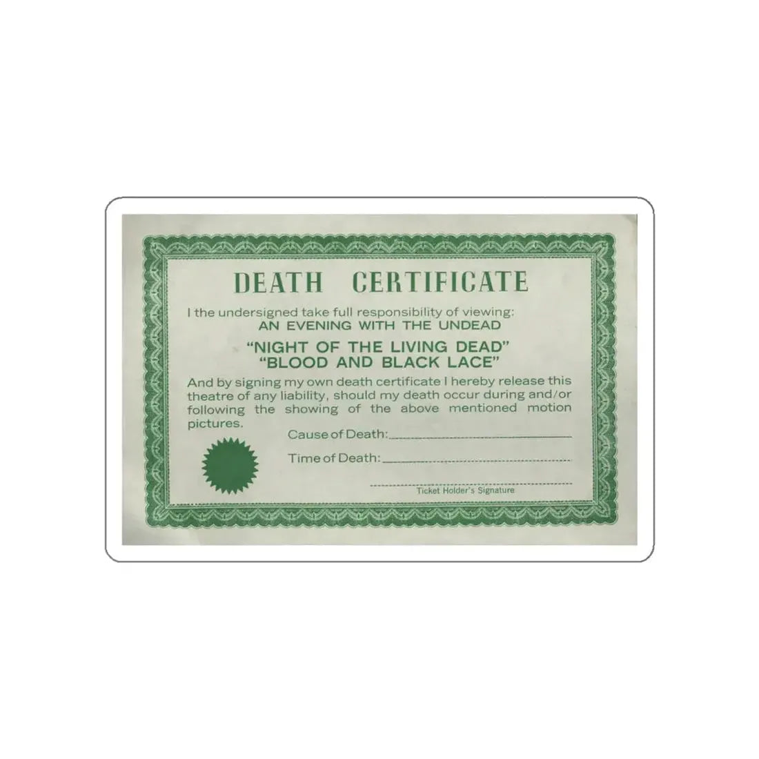 NIGHT OF THE LIVING DEAD + BLOOD AND BLACK LACE 1968 Movie Poster STICKER Vinyl Die-Cut Decal - The Sticker Space