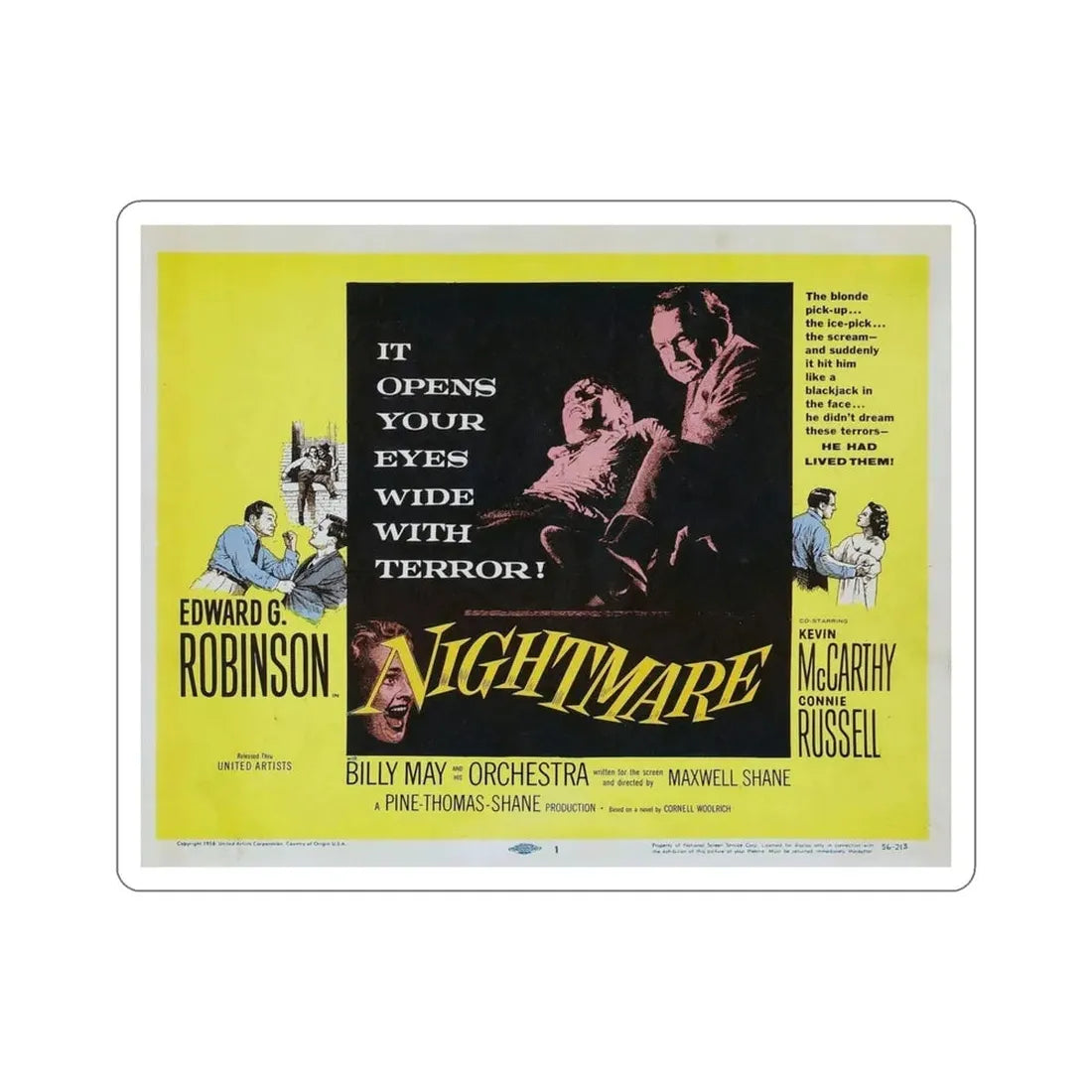 Nightmare 1956 v2 Movie Poster STICKER Vinyl Die-Cut Decal - The Sticker Space