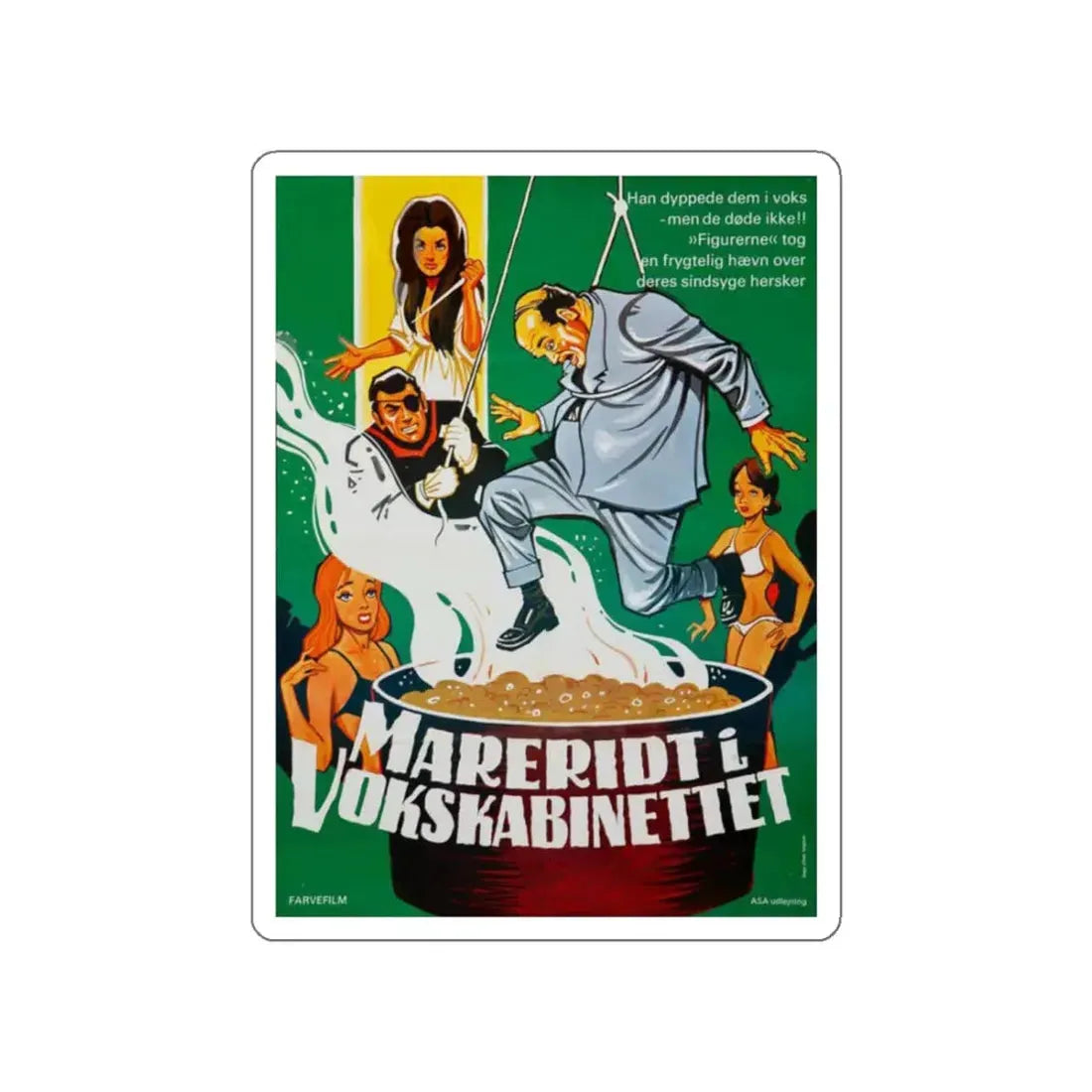 NIGHTMARE IN WAX (DANISH) 1969 Movie Poster STICKER Vinyl Die-Cut Decal - The Sticker Space