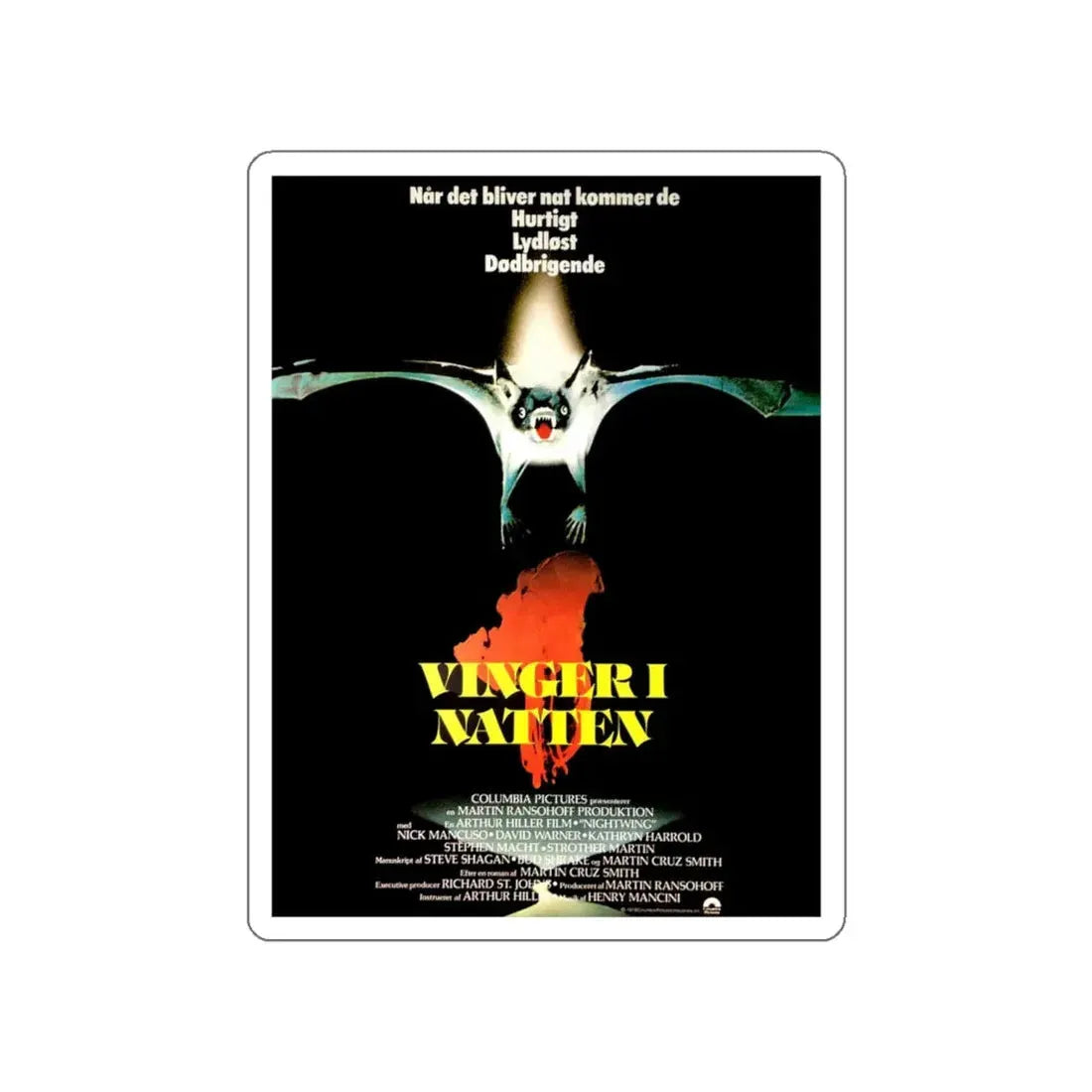 NIGHTWING (DANISH) 1979 Movie Poster STICKER Vinyl Die-Cut Decal - The Sticker Space