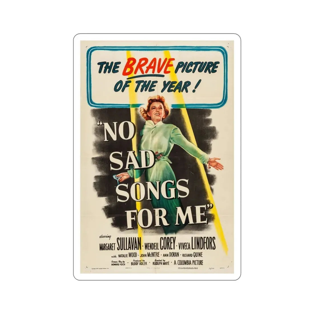 No Sad Songs for Me 1950 Movie Poster STICKER Vinyl Die-Cut Decal - The Sticker Space