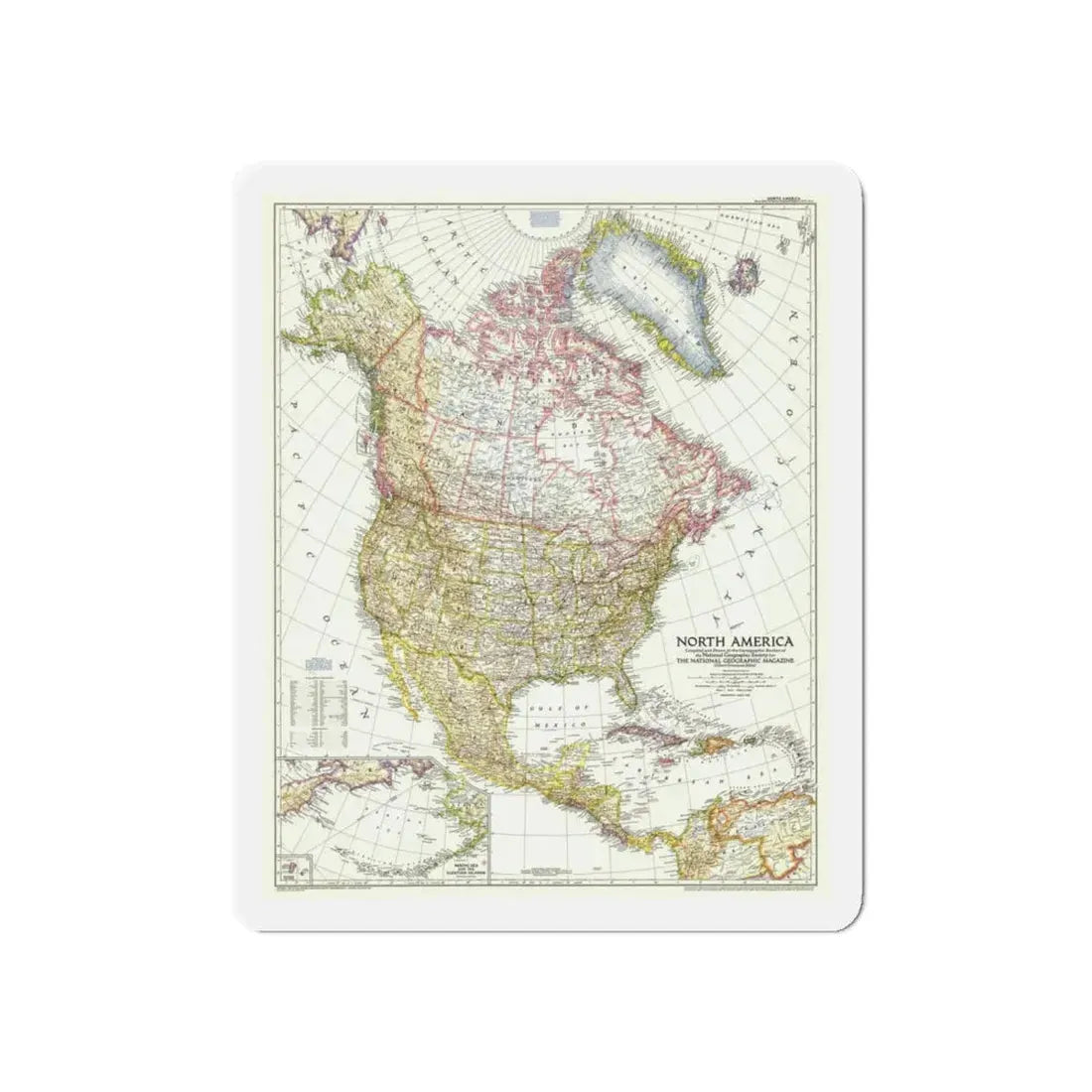 North America (1952) (Map) Refrigerator Magnet - The Sticker Space