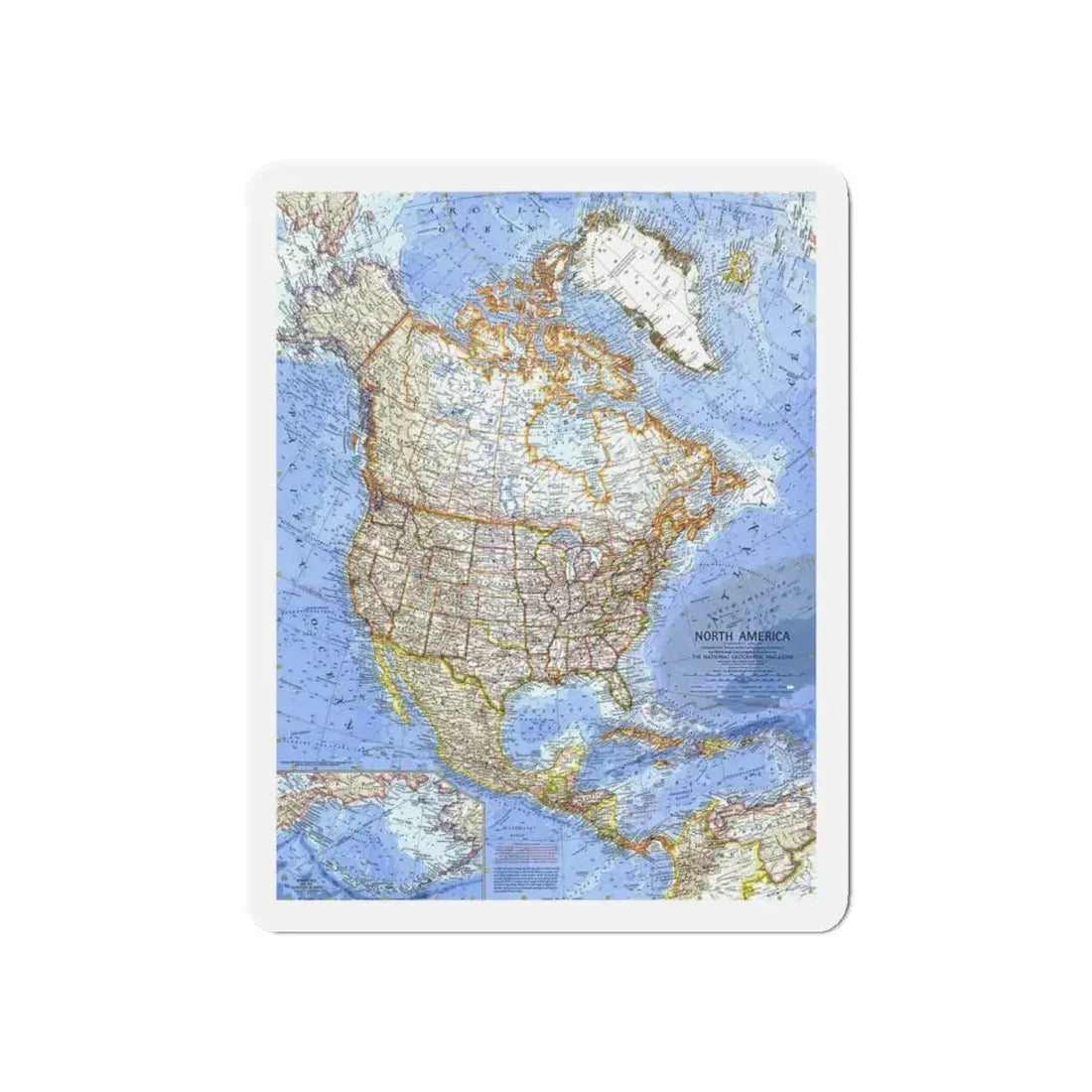 North America (1964) (Map) Refrigerator Magnet - The Sticker Space