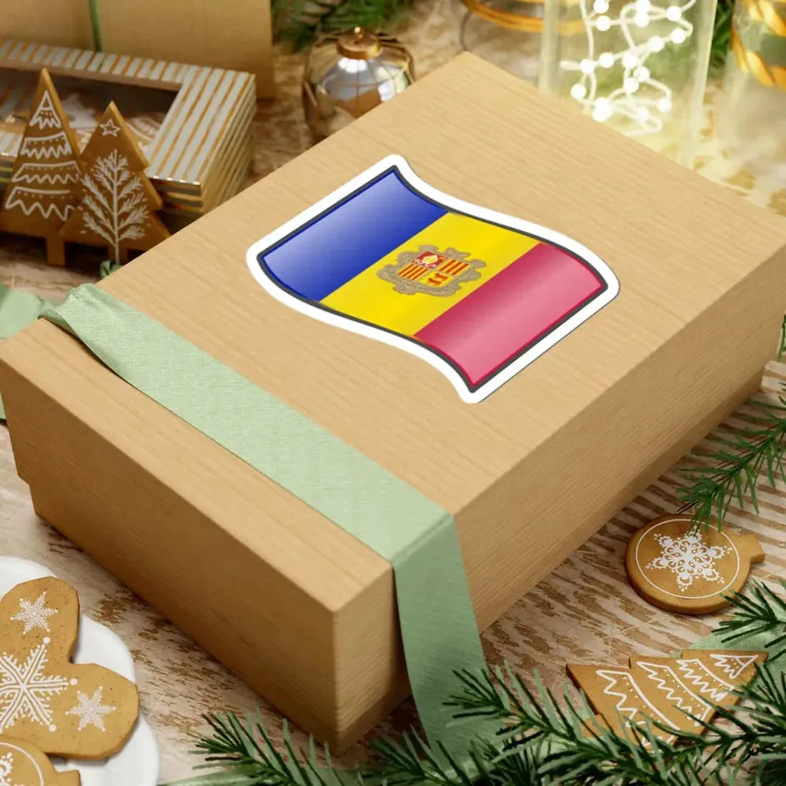 Nuvola Andorran flag (Andorra) STICKER Vinyl Kiss-Cut Decal - The Sticker Space