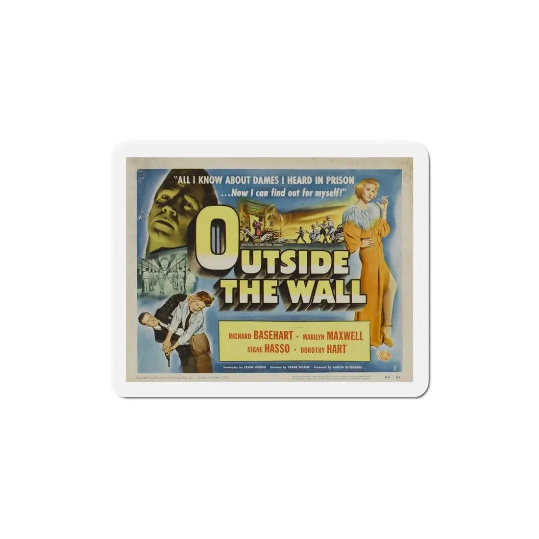 Outside the Wall 1950 v2 Movie Poster Refrigerator Magnet - The Sticker Space
