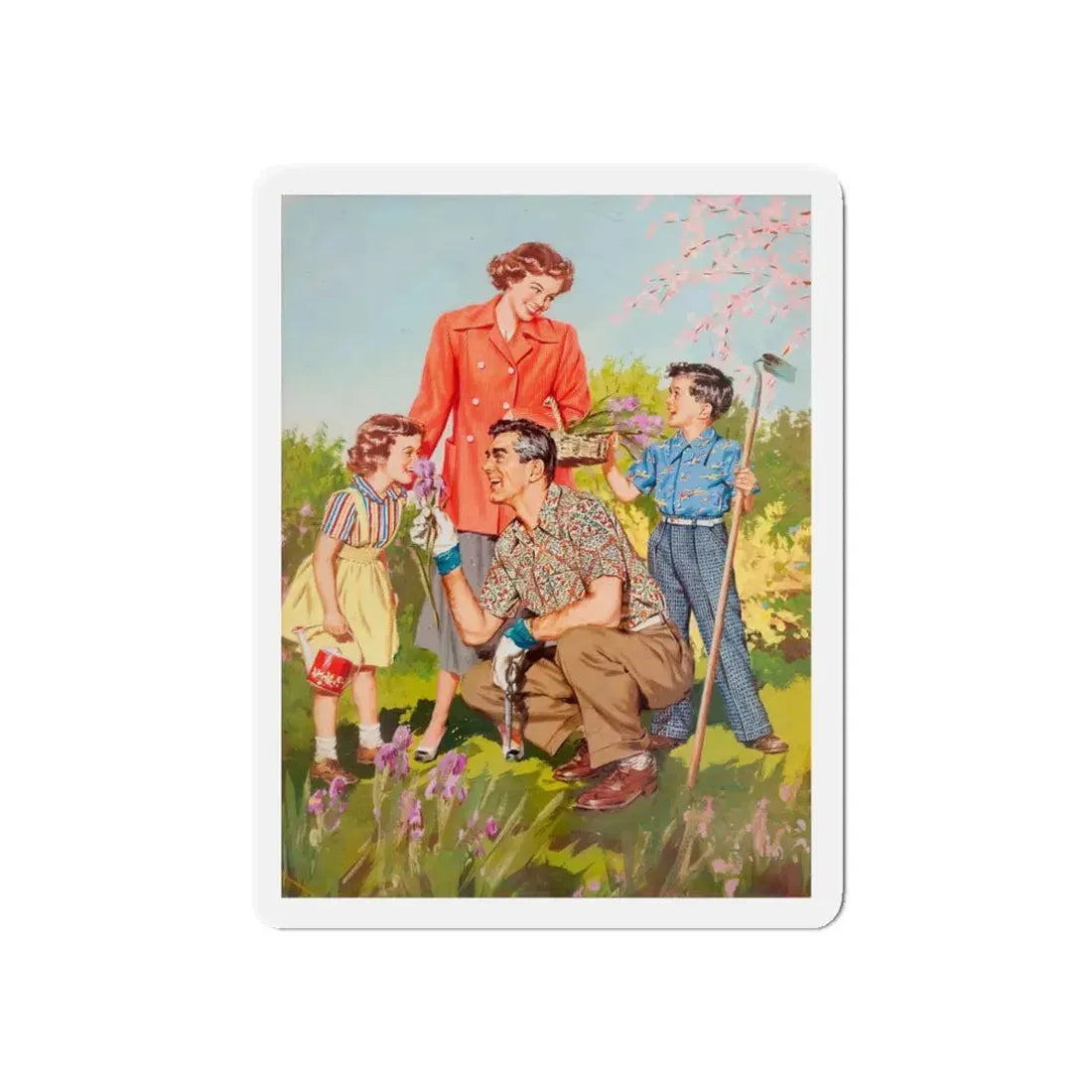Picking Irises (Magazine Illustration) Refrigerator Magnet - The Sticker Space