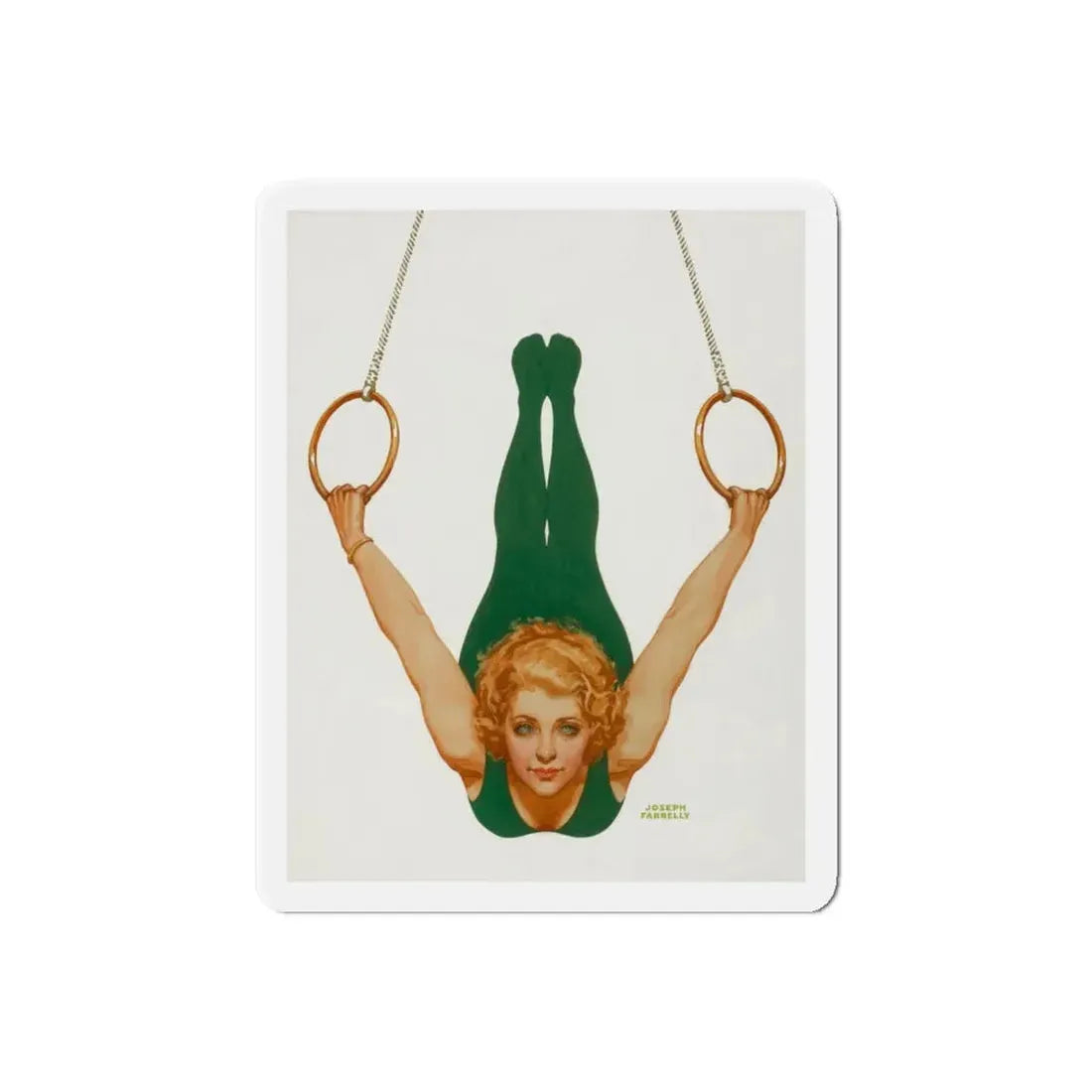 Pin-Up on Gymnastic Rings (Magazine Illustration) Refrigerator Magnet - The Sticker Space