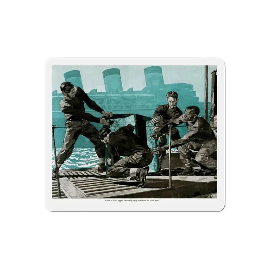 Pirates Aboard the U-19, 1959 (Magazine Illustration) Refrigerator Magnet - The Sticker Space