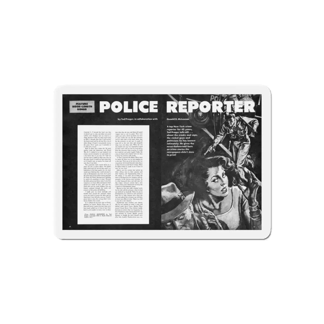 Police Reporter, Expose Detective, January 1959 (Magazine Illustration) Refrigerator Magnet - The Sticker Space