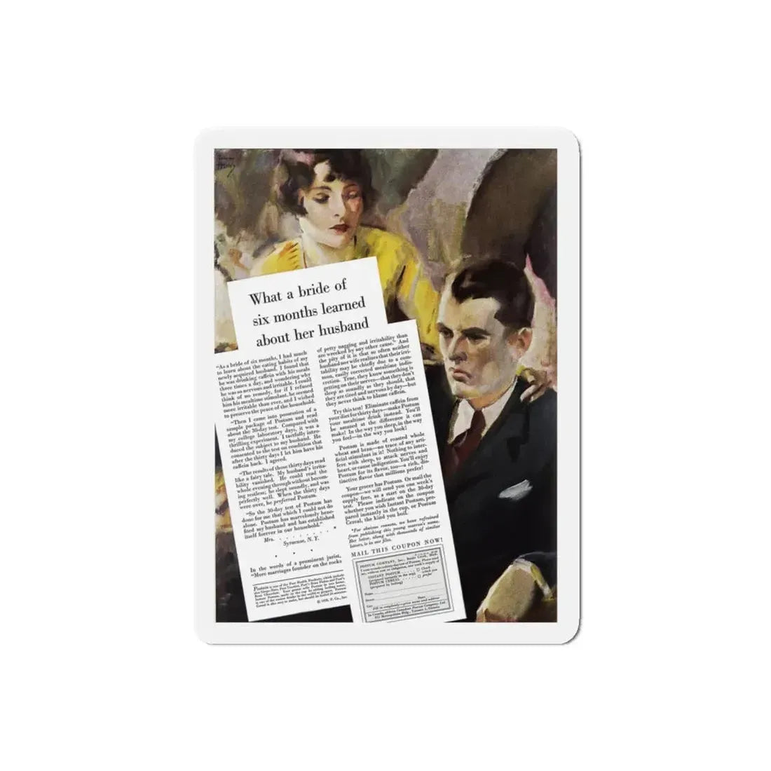 Postum ad, Ladies' Home Journal, October 1928 (Magazine Illustration) Refrigerator Magnet - The Sticker Space