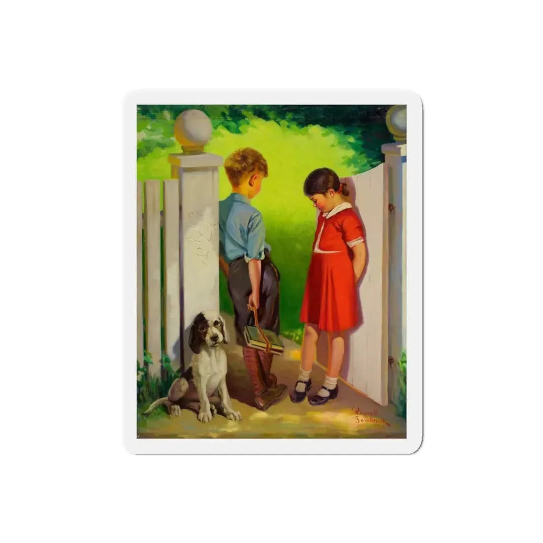 Puppy Love_1 (Magazine Illustration) Refrigerator Magnet - The Sticker Space