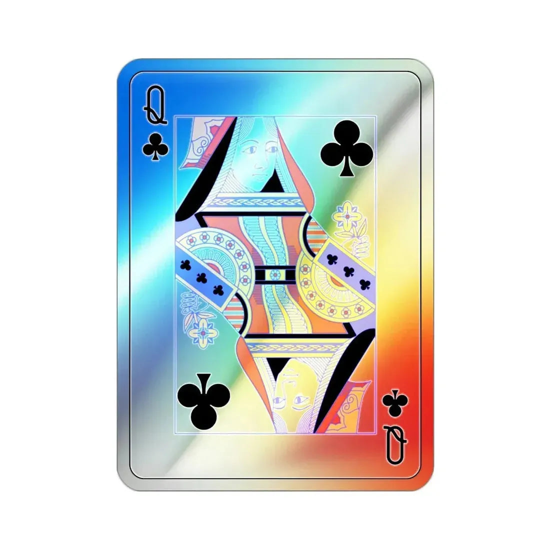Queen of Clubs Playing Card Holographic STICKER Die-Cut Vinyl Decal - The Sticker Space