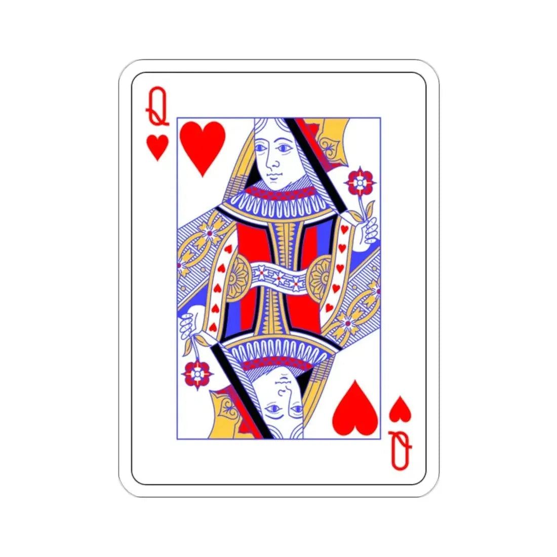 Queen of Hearts Playing Card STICKER Vinyl Die-Cut Decal - The Sticker Space