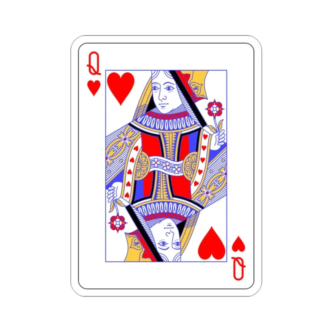 Queen of Hearts Playing Card STICKER Vinyl Die-Cut Decal - The Sticker Space