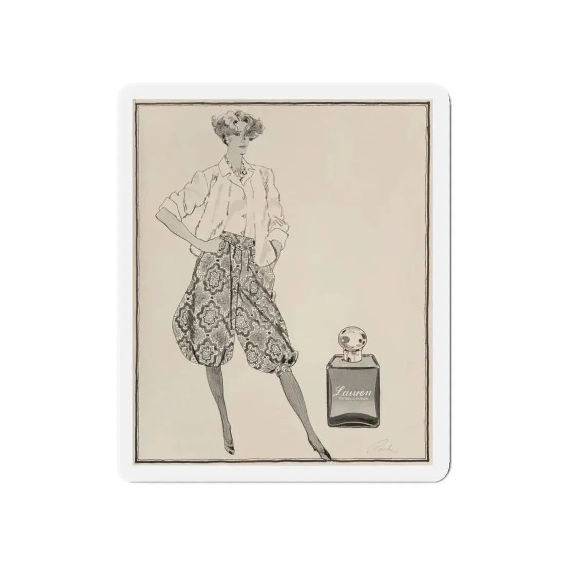 Ralph Lauren Perfume illustration (Magazine Illustration) Refrigerator Magnet - The Sticker Space