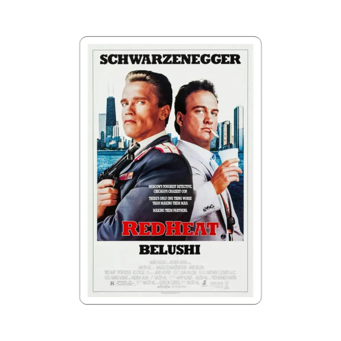 Red Heat 1988 Movie Poster STICKER Vinyl Die-Cut Decal - The Sticker Space