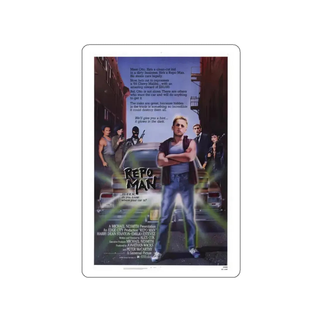 REPO MAN 1984 Movie Poster STICKER Vinyl Die-Cut Decal - The Sticker Space