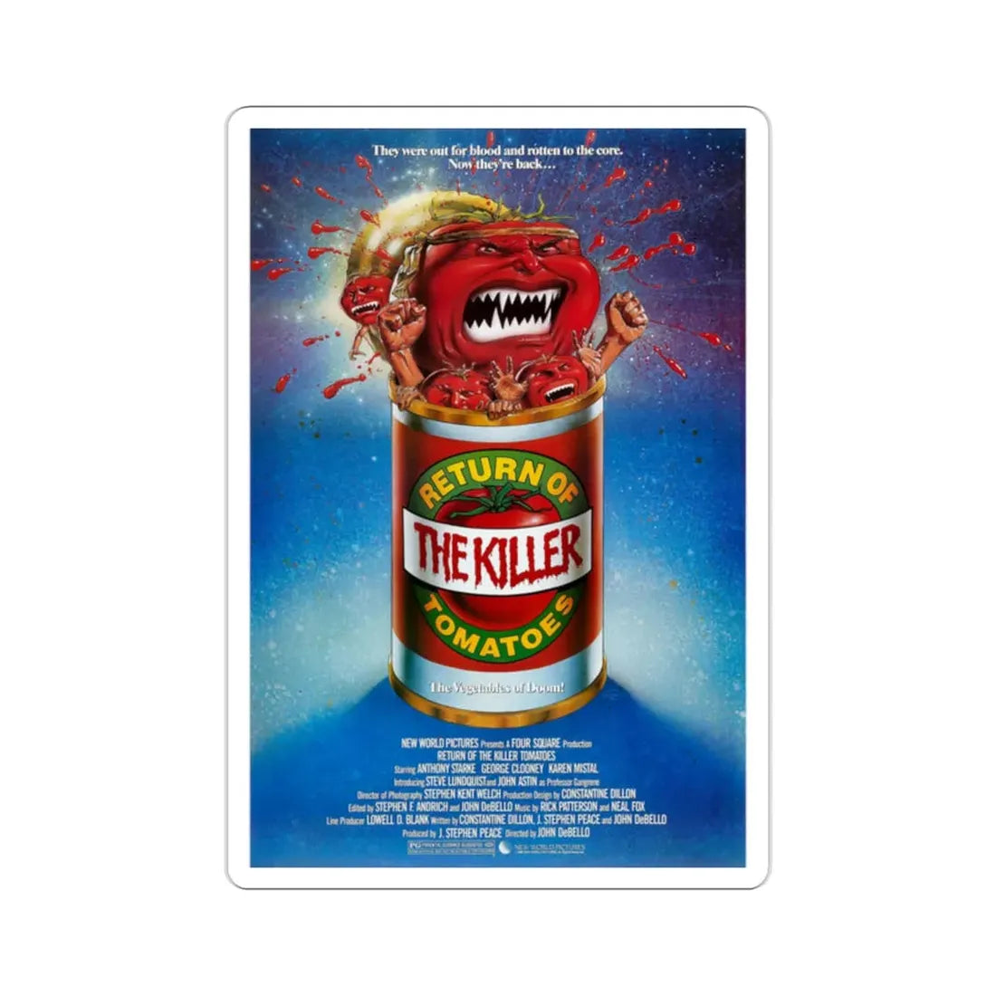 Return of the Killer Tomatoes! 1988 Movie Poster STICKER Vinyl Die-Cut Decal - The Sticker Space