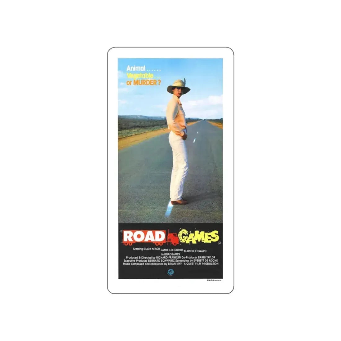 ROAD GAMES (2) 1981 Movie Poster STICKER Vinyl Die-Cut Decal - The Sticker Space