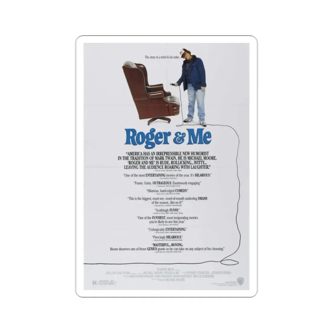 Roger & Me 1989 Movie Poster STICKER Vinyl Die-Cut Decal - The Sticker Space