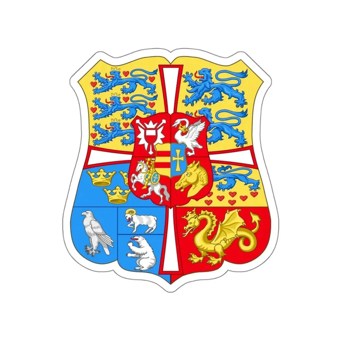 Royal arms of Denmark (1903–1948) STICKER Vinyl Die-Cut Decal - The Sticker Space