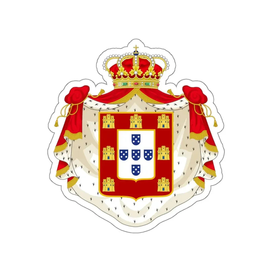 Royal Coat of Arms of Portugal with Mantle STICKER Vinyl Die-Cut Decal - The Sticker Space