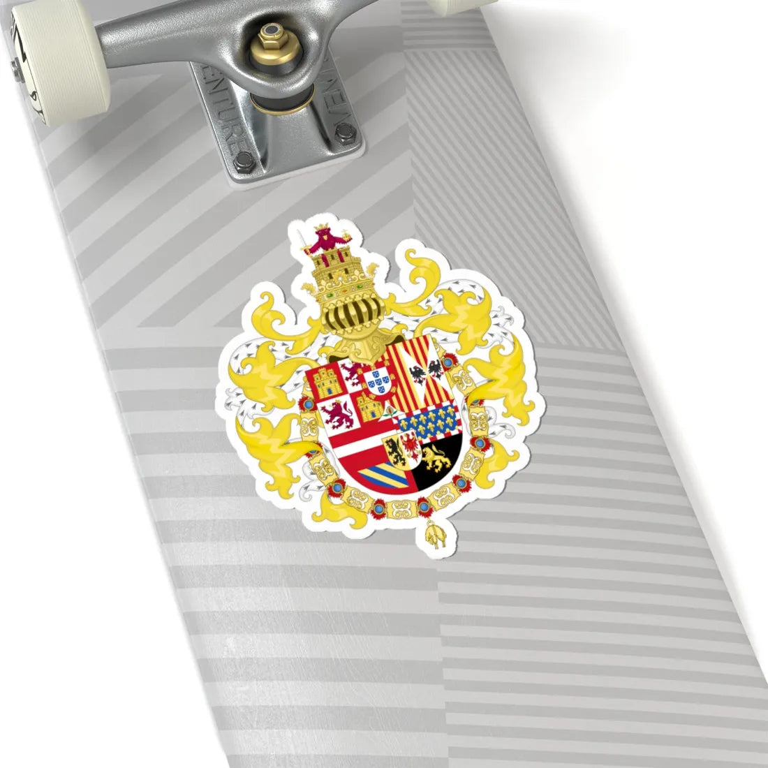 Royal Coat of Arms of Spain with Germanic Ornaments 1621-1668 (Spain) (Coat of Arms) STICKER Vinyl Kiss-Cut Decal - The Sticker Space