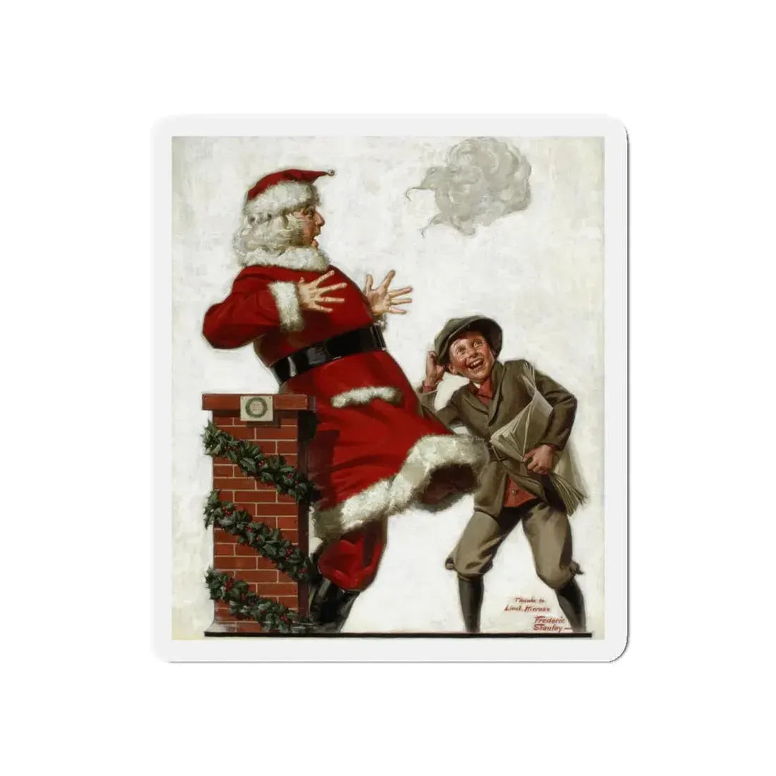 Santa in the Wind (Magazine Illustration) Refrigerator Magnet - The Sticker Space