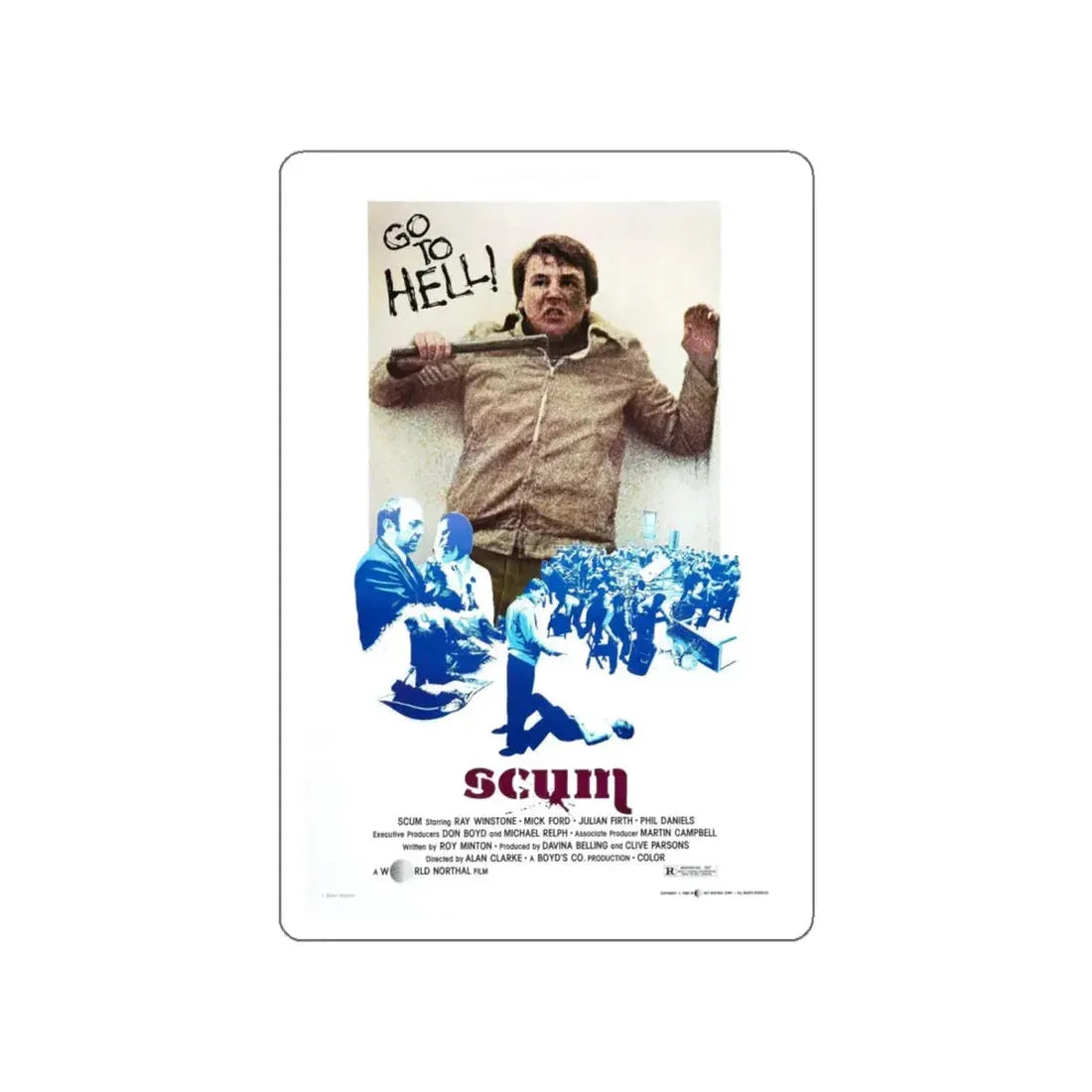 SCUM 1979 Movie Poster STICKER Vinyl Die-Cut Decal 5 Inch - The Sticker Space