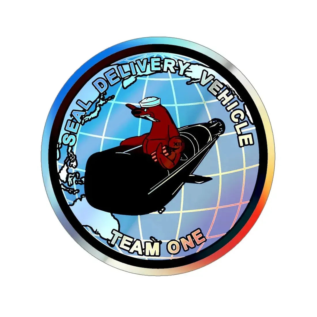 Seal Delivery Vehicle TEAM ONE (U.S. Navy) Holographic STICKER Die-Cut Vinyl Decal 5 Inch Holographic - The Sticker Space