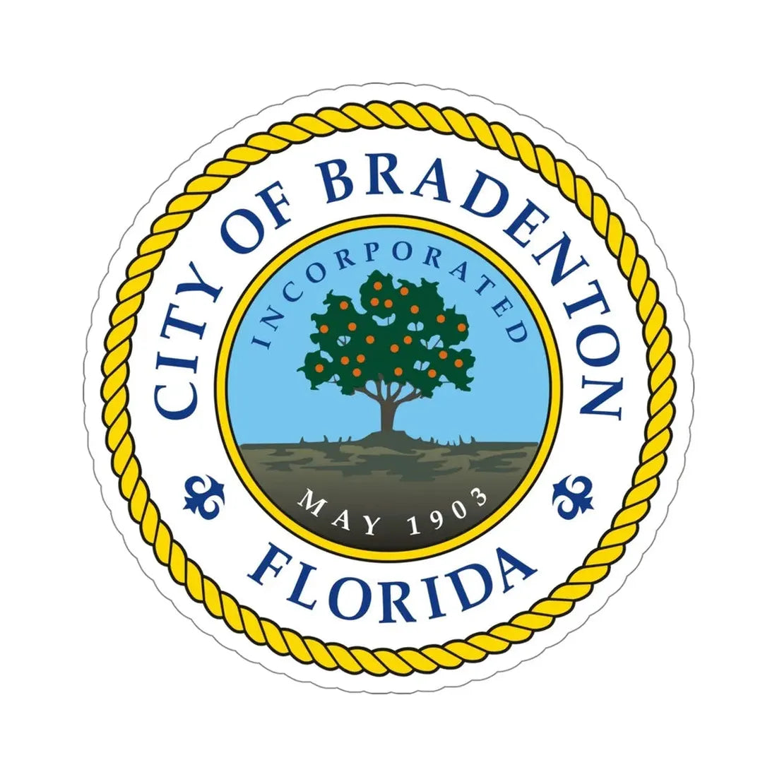 Seal of Bradenton Florida USA STICKER Vinyl Die-Cut Decal 5 Inch - The Sticker Space