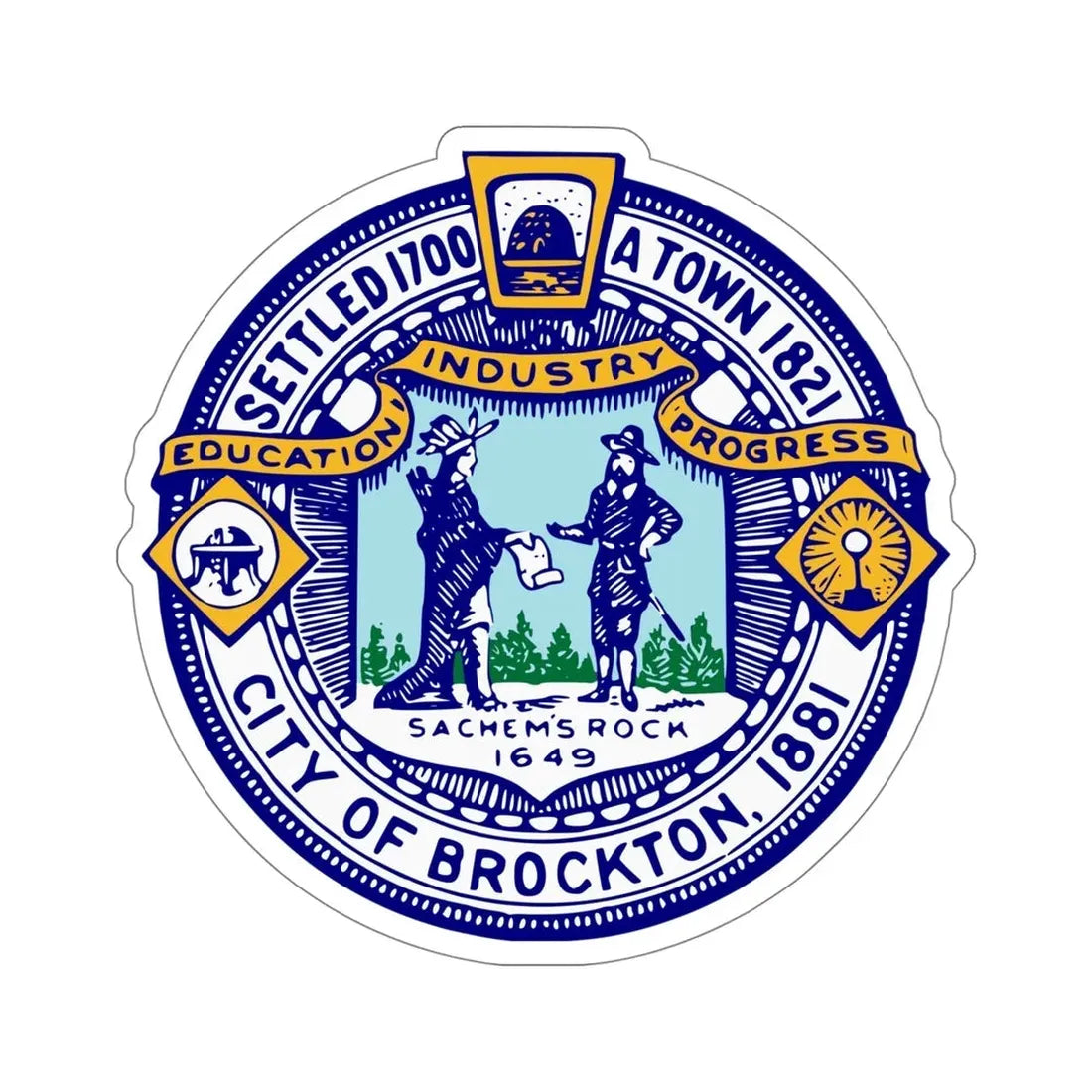 Seal of Brockton Massachusetts USA STICKER Vinyl Die-Cut Decal 5 Inch - The Sticker Space