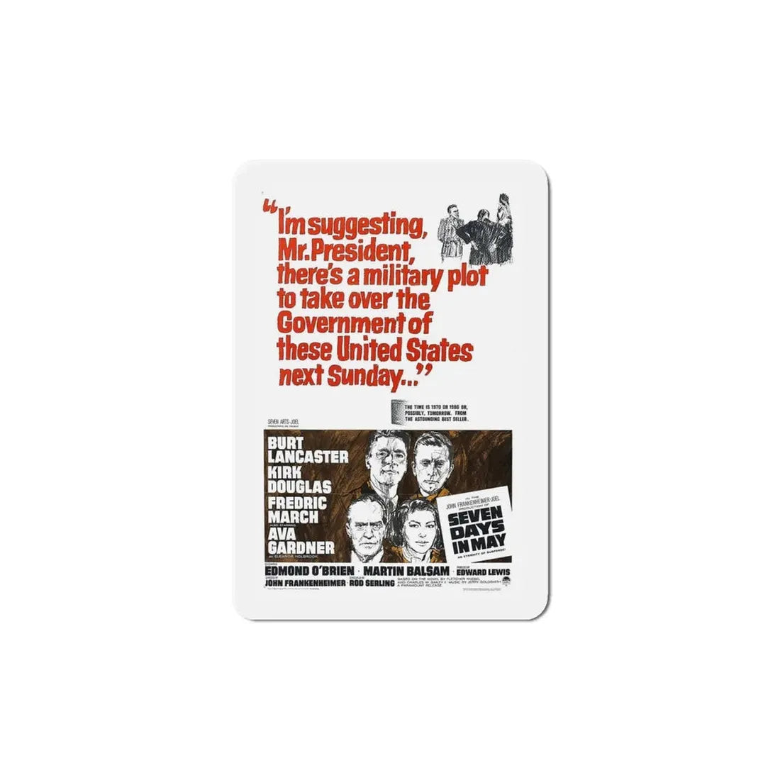 Seven Days in May 1964 Movie Poster Refrigerator Magnet 6 Inch - The Sticker Space