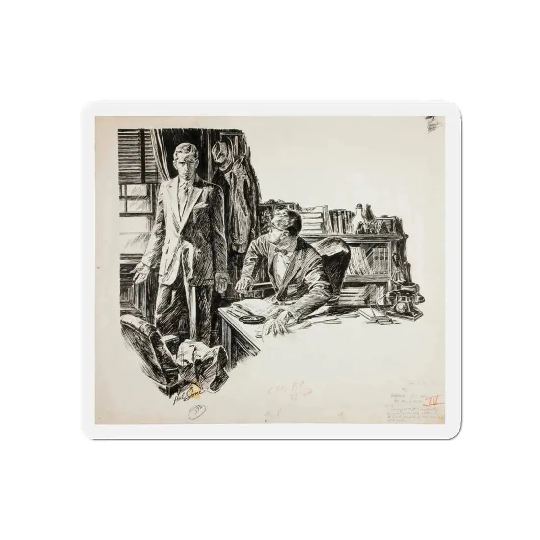 Shadow of a Lady Magazine Illustration (1957) (Magazine Illustration) Refrigerator Magnet 5 Inch Die-Cut - The Sticker Space