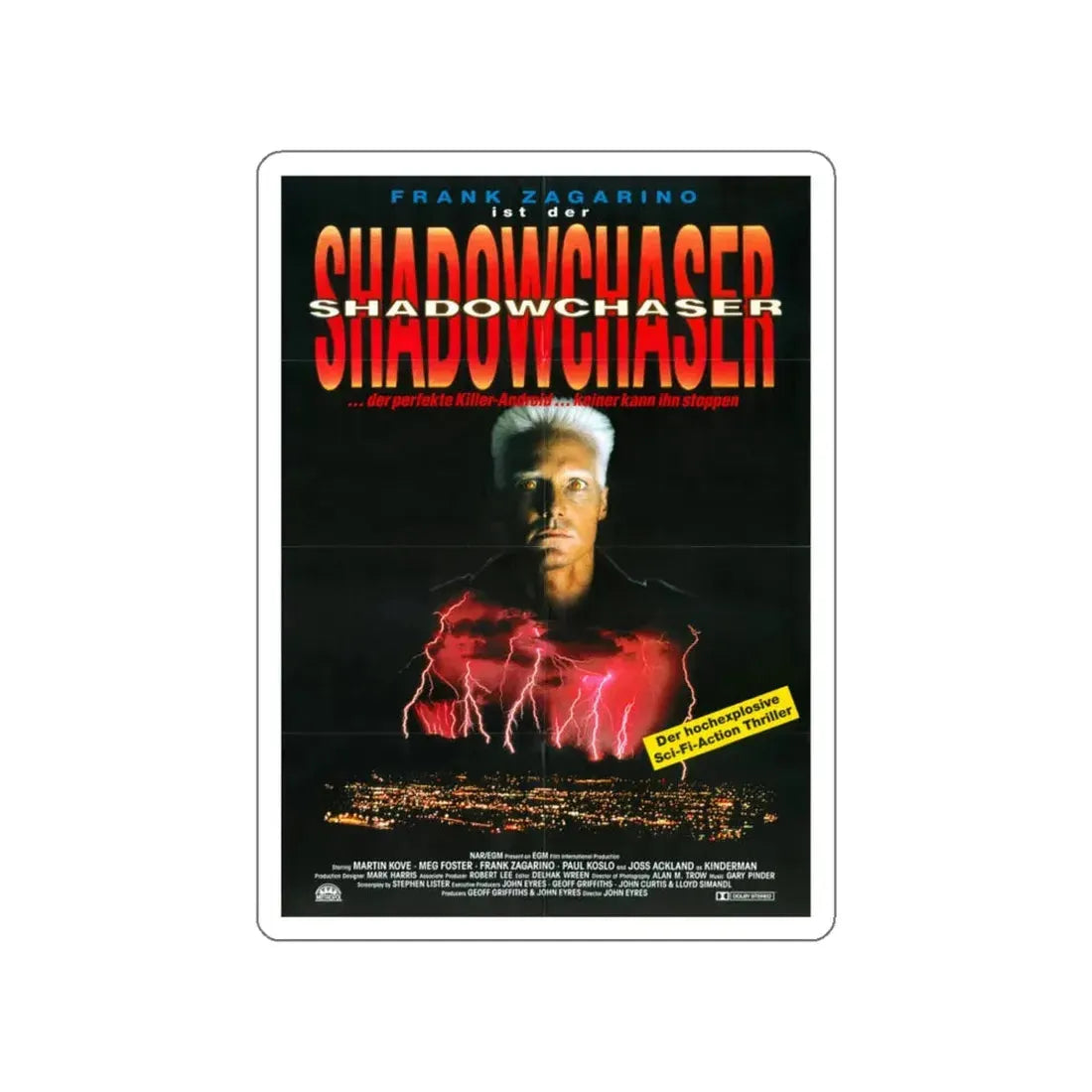 SHADOWCHASER 1992 Movie Poster STICKER Vinyl Die-Cut Decal 5 Inch - The Sticker Space