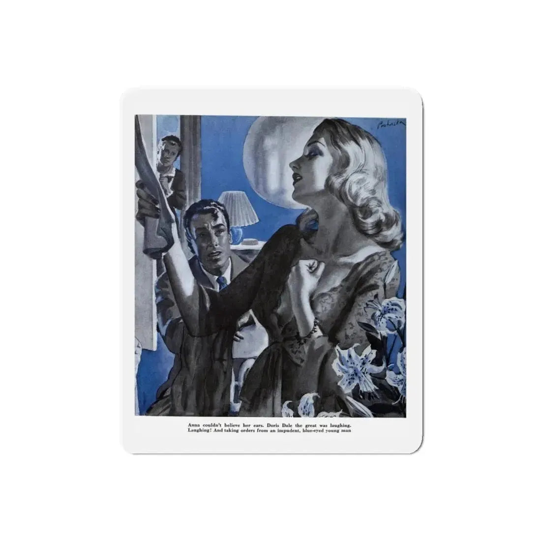 She Rustle of Silk, Good Housekeeping, January 1939 (Magazine Illustration) Refrigerator Magnet 5 Inch Die-Cut - The Sticker Space