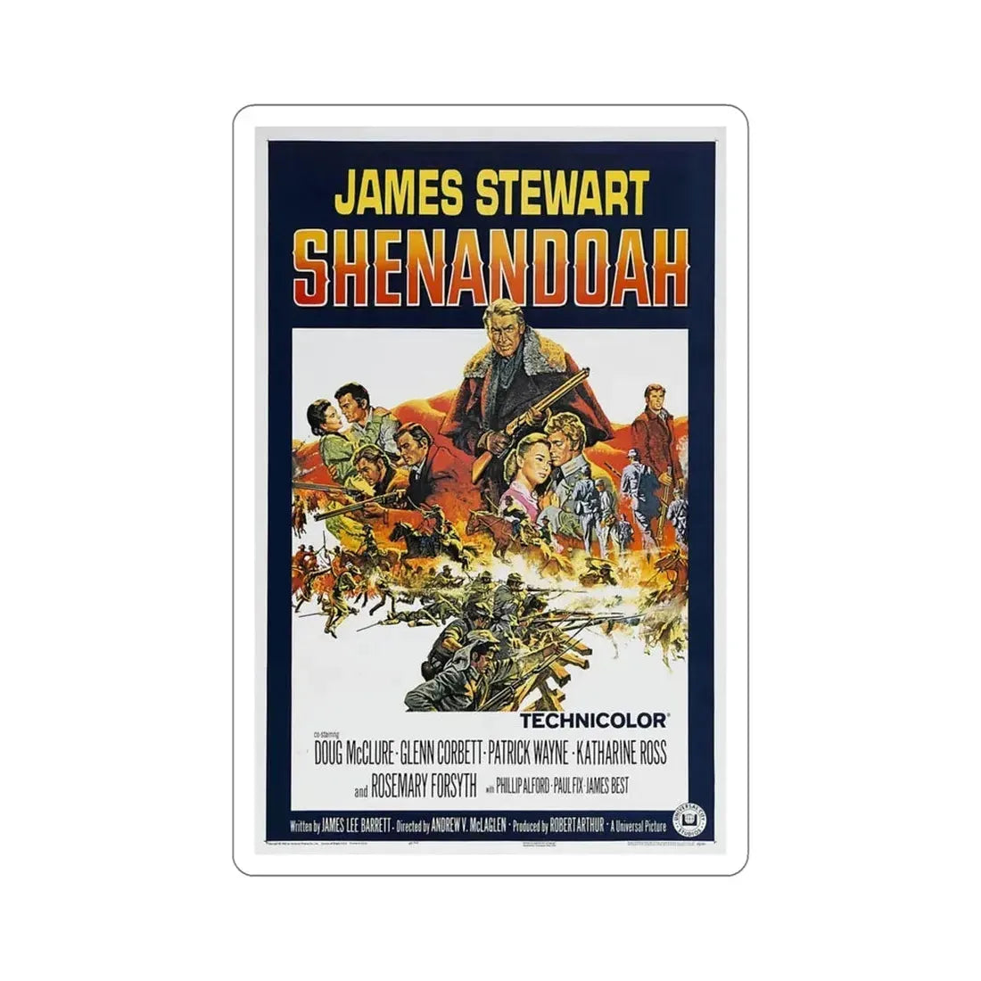 Shenandoah 1965 Movie Poster STICKER Vinyl Die-Cut Decal 5 Inch - The Sticker Space