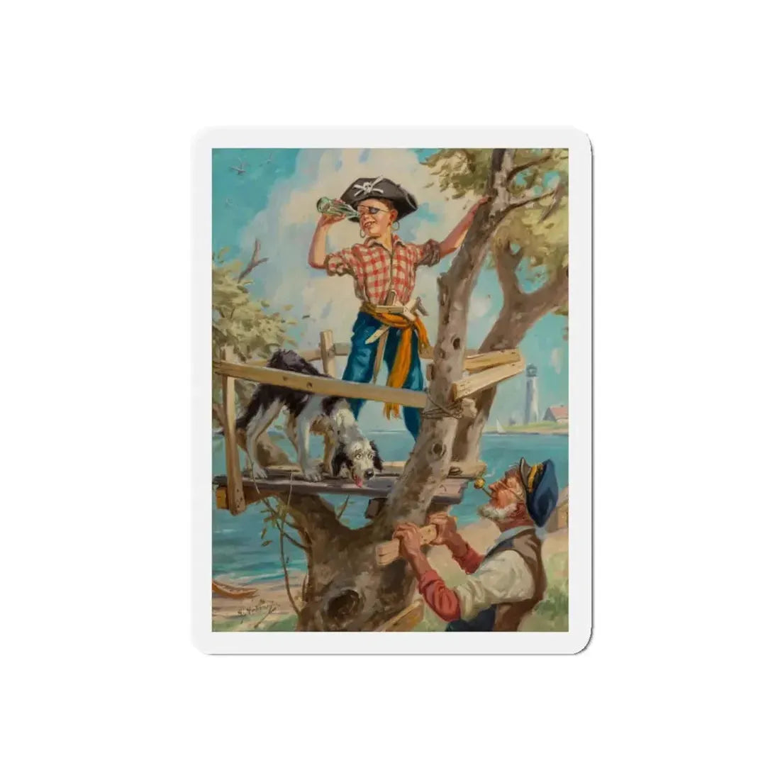 Ship Ahoy! (Magazine Illustration) Refrigerator Magnet 5 Inch Die-Cut - The Sticker Space