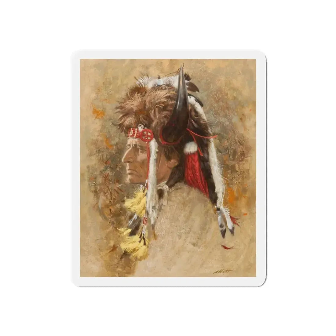 Sioux Buffalo Bonnet (Magazine Illustration) Refrigerator Magnet 5 Inch Die-Cut - The Sticker Space