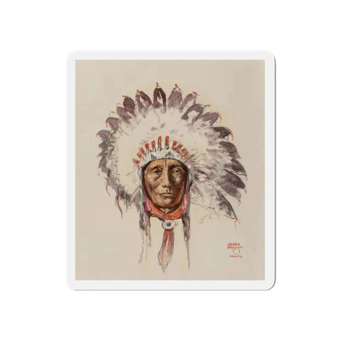 Sioux Chief (Magazine Illustration) Refrigerator Magnet 5 Inch Die-Cut - The Sticker Space