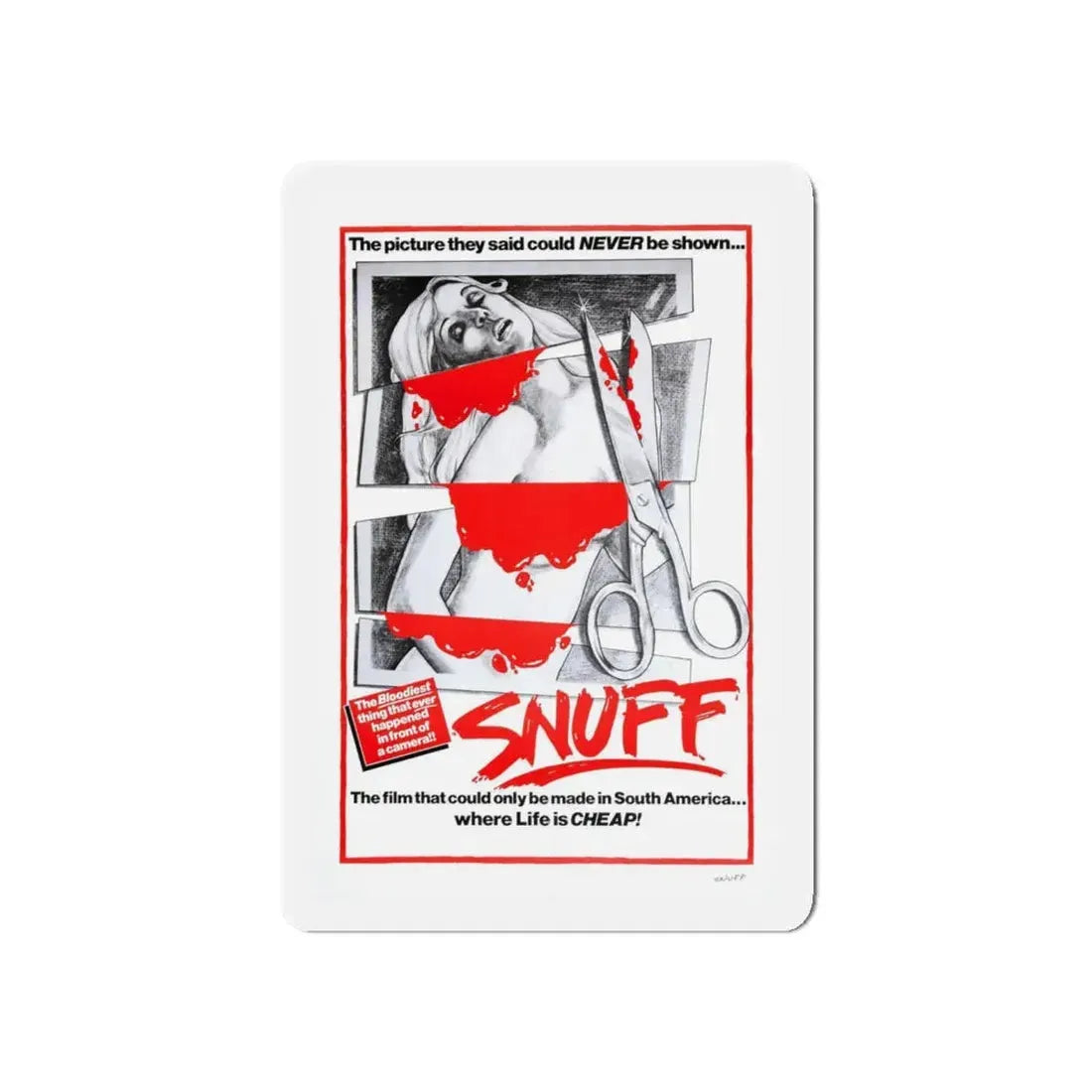 SNUFF 1976 Movie Poster - Refrigerator Magnet 5 Inch Die-Cut - The Sticker Space