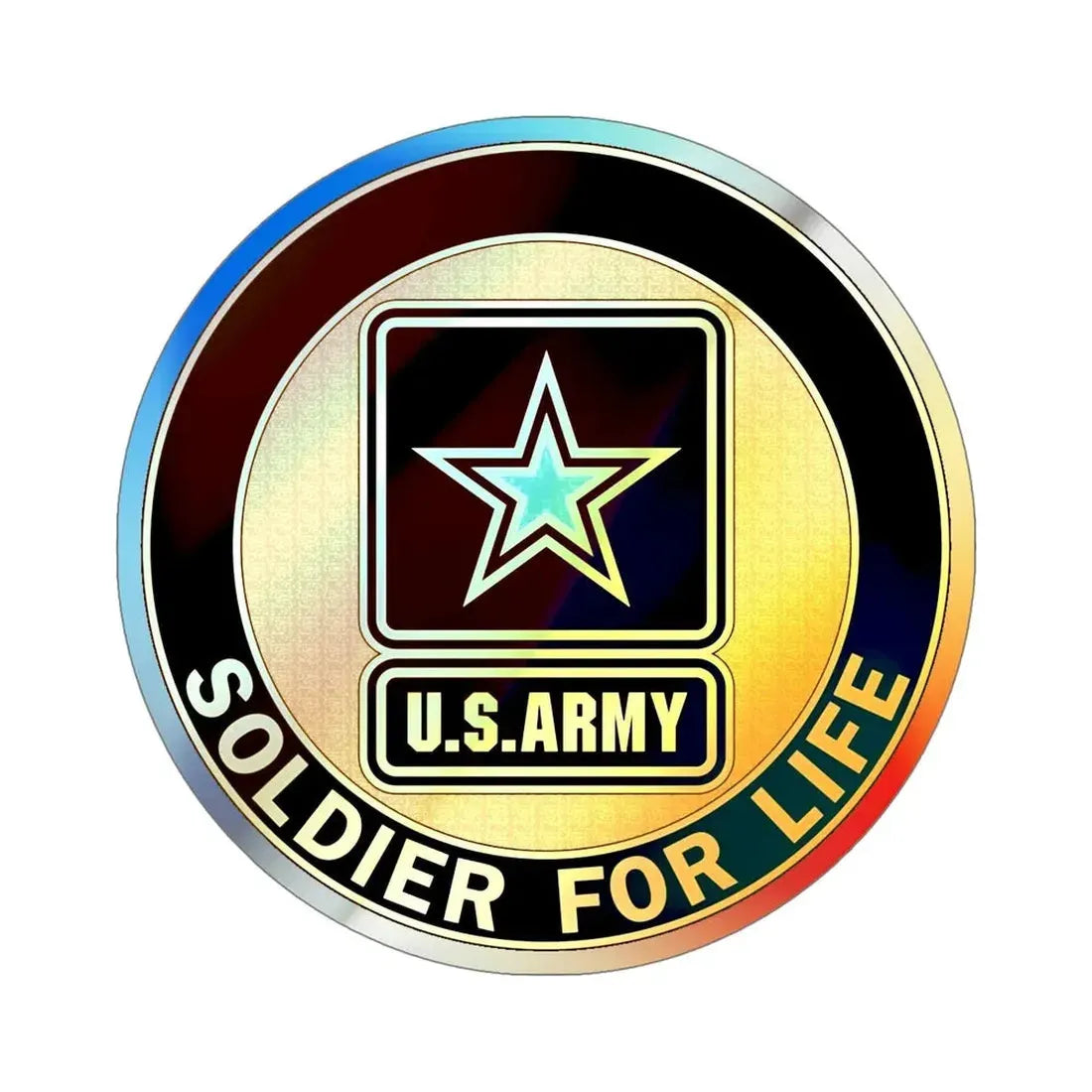 Soldier for Life Lapel Button (U.S. Army) Holographic STICKER Die-Cut Vinyl Decal 5 Inch Holographic - The Sticker Space