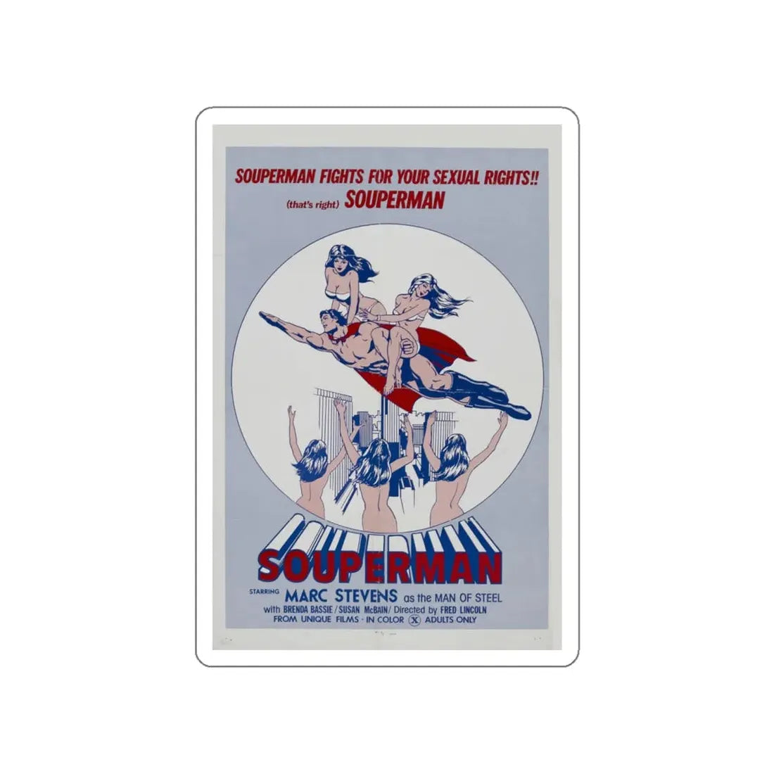 SOUPERMAN 1976 Movie Poster STICKER Vinyl Die-Cut Decal 5 Inch - The Sticker Space