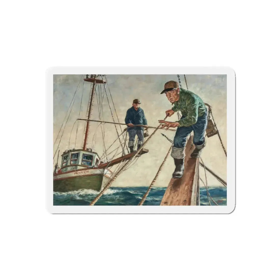 Spear Fishermen (Magazine Illustration) Refrigerator Magnet 5 Inch Die-Cut - The Sticker Space